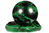 Polished Uvarovite Sphere with Stone Base - Russia #190202-1